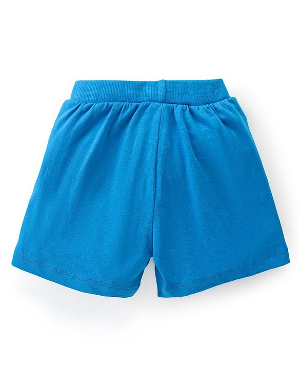 Babyhug Cotton Knit Shorts With Varsity Print Pack Of 3 - Red Blue & Yellow