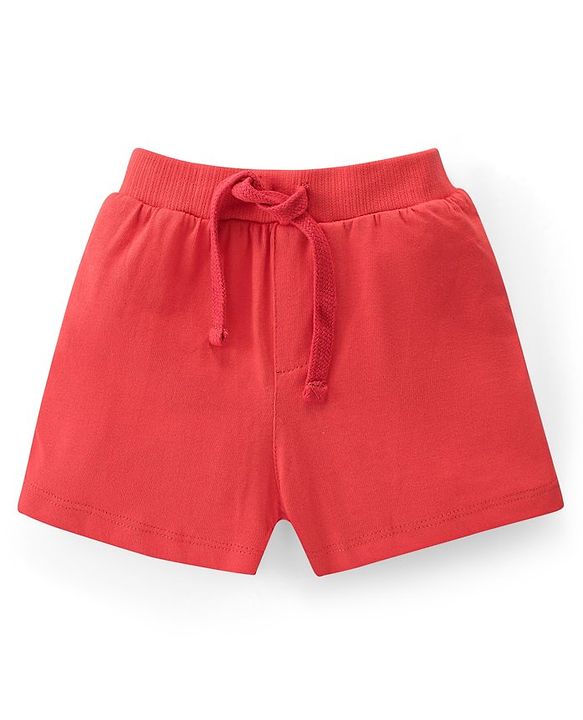 Babyhug Cotton Knit Shorts With Varsity Print Pack Of 3 - Red Blue & Yellow
