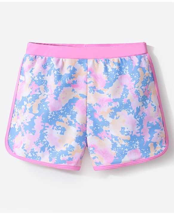 Pine Active Half Sleeves Two Piece Swimsuit with Abstract Print -  Blue