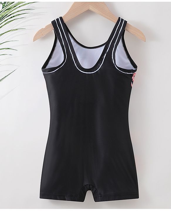 Pine Active Sleeveless Legged Swimsuit Floral Print - Black