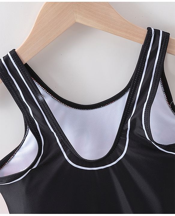 Pine Active Sleeveless Legged Swimsuit Floral Print - Black
