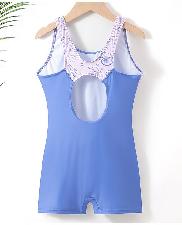 Pine Active Sleeveless Legged Swimsuit Beach Print - Blue