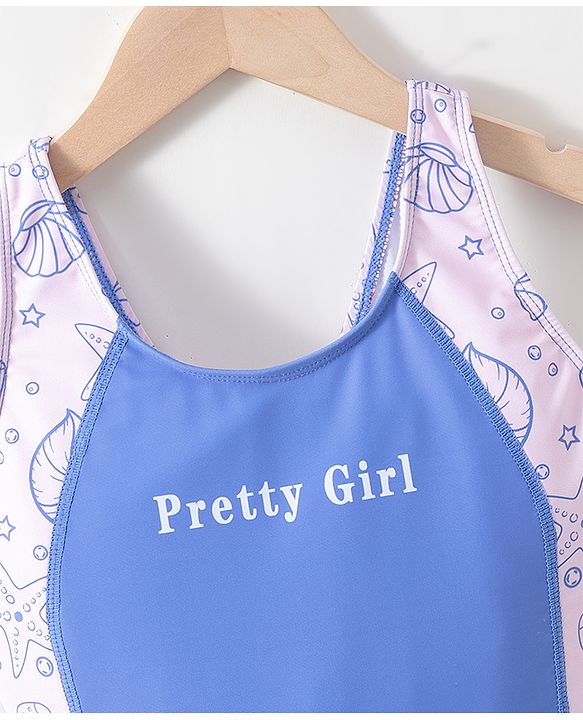 Pine Active Sleeveless Legged Swimsuit Beach Print - Blue