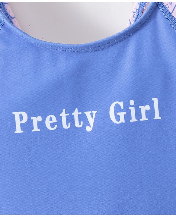 Pine Active Sleeveless Legged Swimsuit Beach Print - Blue