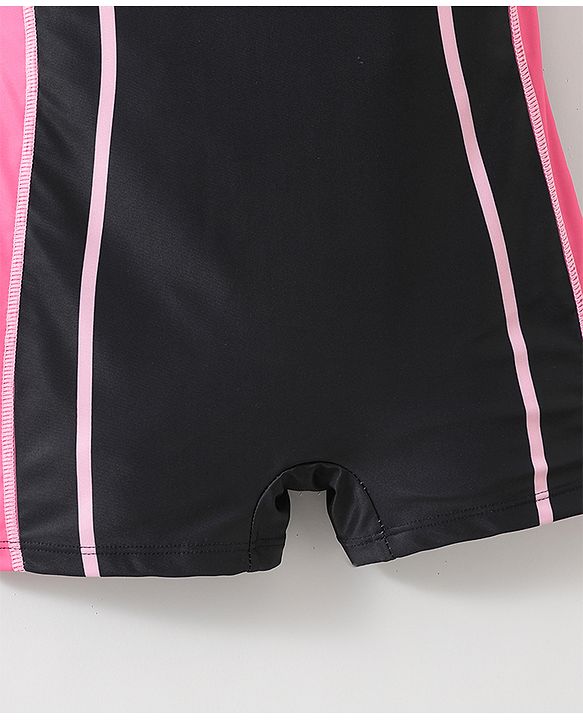 Pine Active Sleeveless Legged Swimsuit Text Print - Black