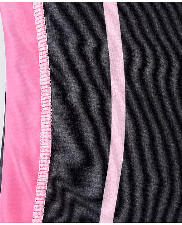 Pine Active Sleeveless Legged Swimsuit Text Print - Black