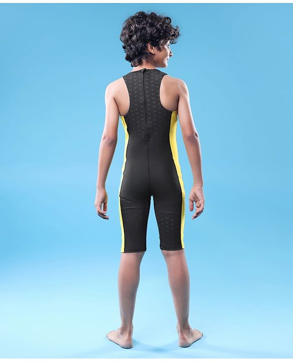 Pine Active Sleeveless Legged Swimsuit - Black & Yellow