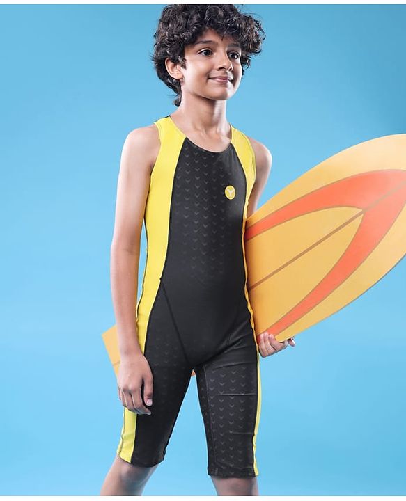 Pine Active Sleeveless Legged Swimsuit - Black & Yellow
