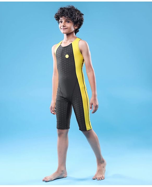Pine Active Sleeveless Legged Swimsuit - Black & Yellow