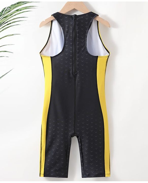 Pine Active Sleeveless Legged Swimsuit - Black & Yellow