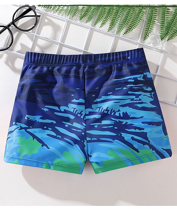 Pine Active Text Print Swimming Trunk - Blue