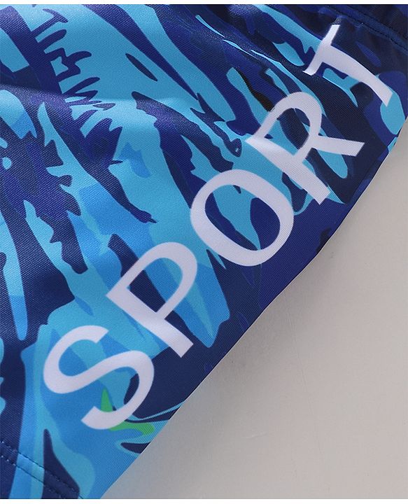 Pine Active Text Print Swimming Trunk - Blue