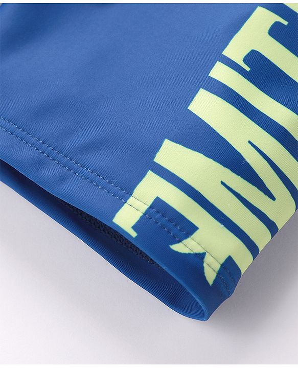 Pine Active Text Print Swimming Trunk - Blue