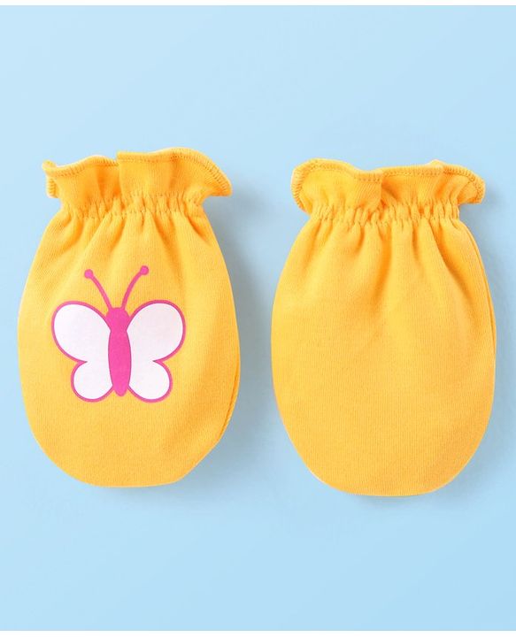 Babyhug 100% Cotton Interlock Knit Mitten Set with Hearts & Floral Print  Pack of 3 - Multicolour