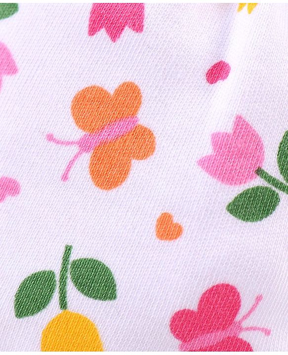 Babyhug 100% Cotton Interlock Knit Mitten Set with Hearts & Floral Print  Pack of 3 - Multicolour