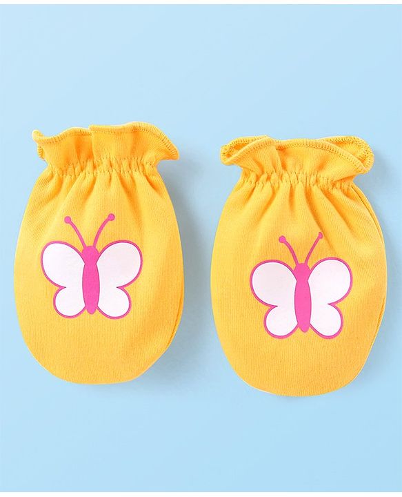 Babyhug 100% Cotton Interlock Knit Mitten Set with Hearts & Floral Print  Pack of 3 - Multicolour