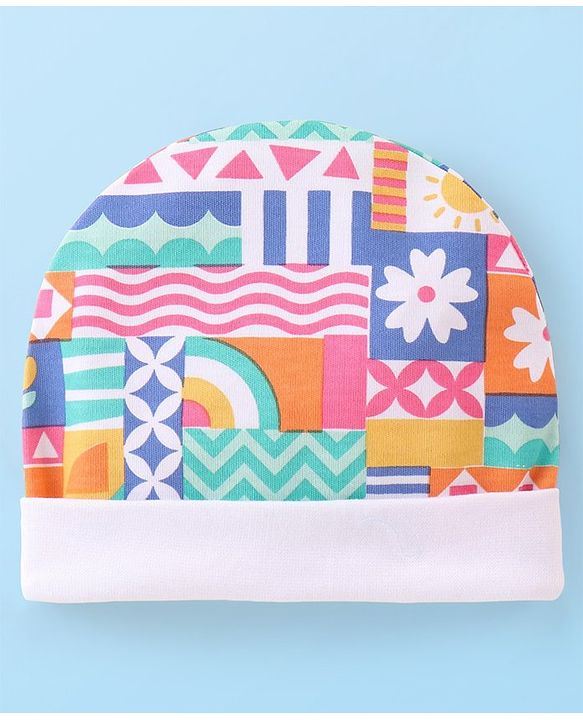 Babyhug 100% Cotton Cap Mittens & Booties Floral Printed - Multicolor