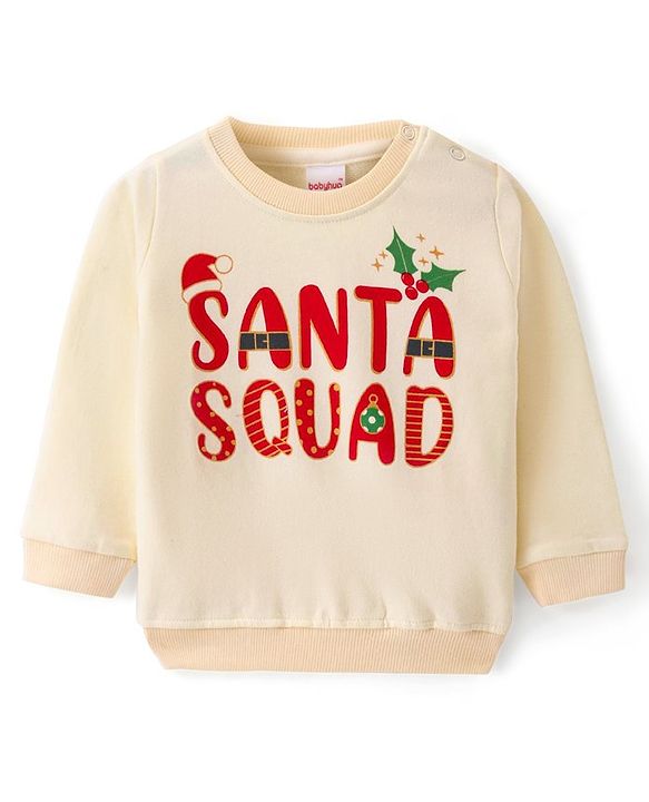 Babyhug Cotton Knit Full Sleeves Sweatshirt With Christmas Theme & Polka Dot Print Pack of 2 - Red & Cream