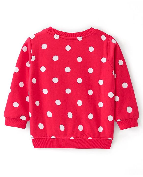 Babyhug Cotton Knit Full Sleeves Sweatshirt With Christmas Theme & Polka Dot Print Pack of 2 - Red & Cream