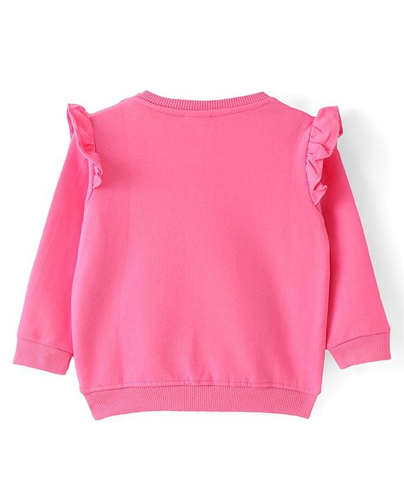 Babyhug Cotton Knit Full Sleeves Sweatshirts With Kitty & Heart Print Pack of 2 - Green & Pink
