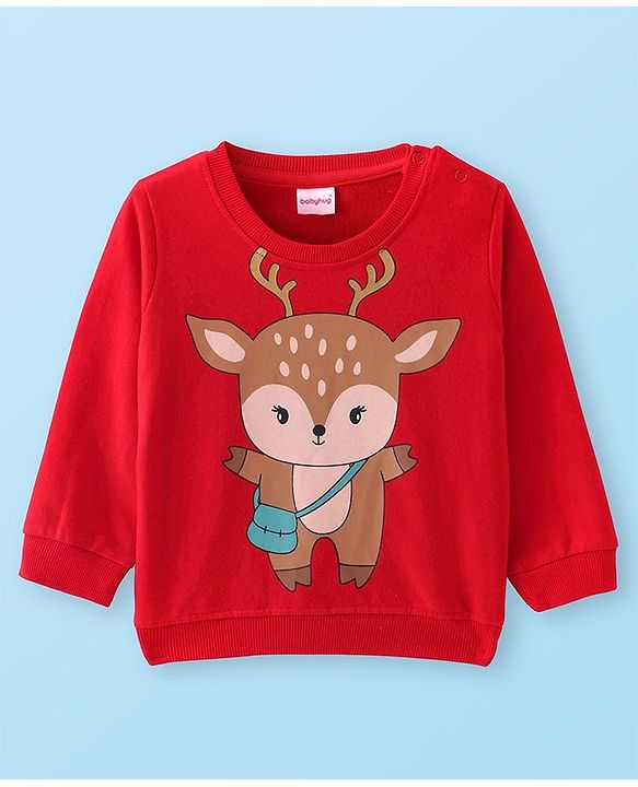 Babyhug Cotton Knit Full Sleeves Sweatshirts With Christmas Theme Pack of 2 - White & Red