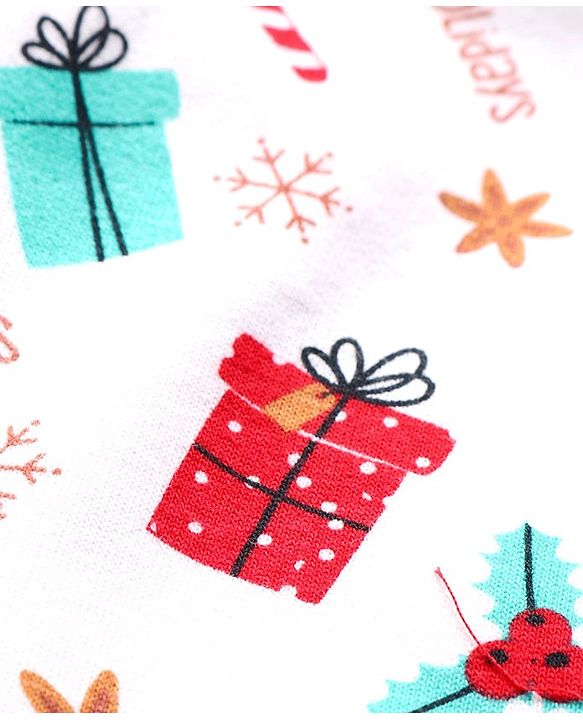 Babyhug Cotton Knit Full Sleeves Sweatshirts With Christmas Theme Pack of 2 - White & Red