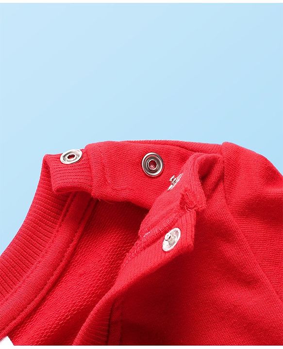 Babyhug Cotton Knit Full Sleeves Sweatshirts With Christmas Theme Pack of 2 - White & Red