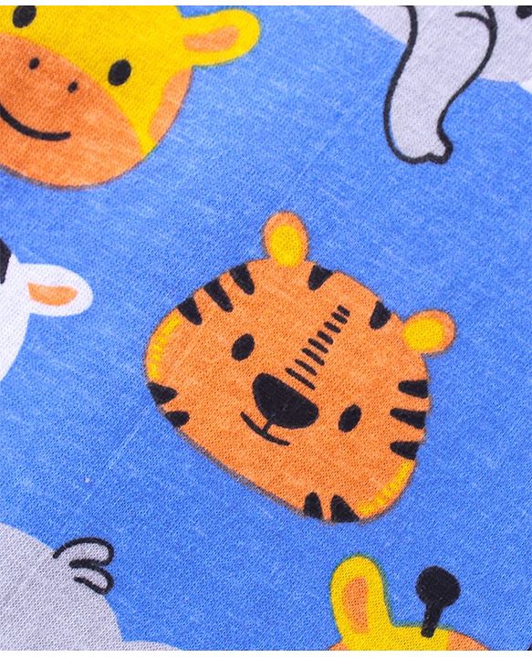 Babyhug  Cotton Full Sleeves Night Suit with Animal Print - Blue