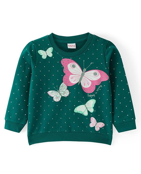 Babyhug Cotton Knit Full Sleeves Floral & Butterfly Printed Sweatshirts Pack of 2 - Multicolour