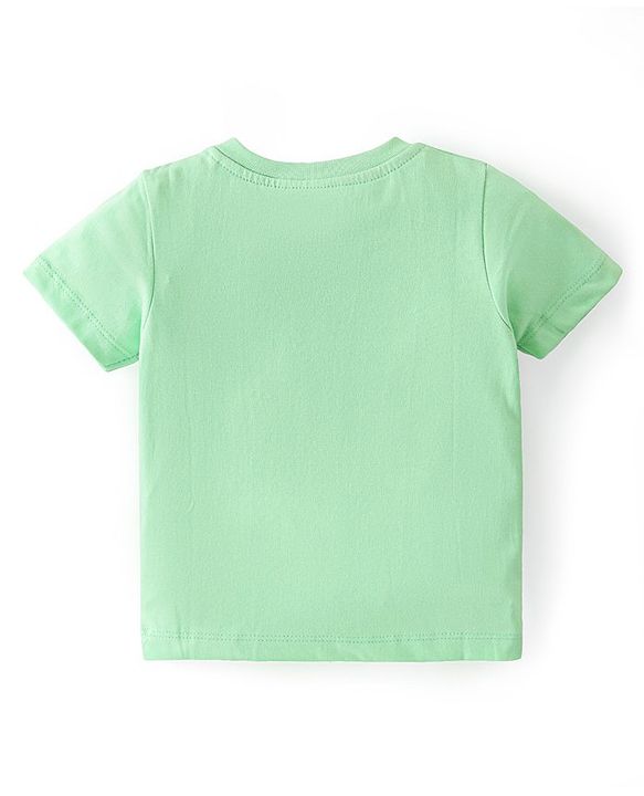 Babyhug Single Jersey Half Sleeves Night Suit with Bear & Star Print - Green