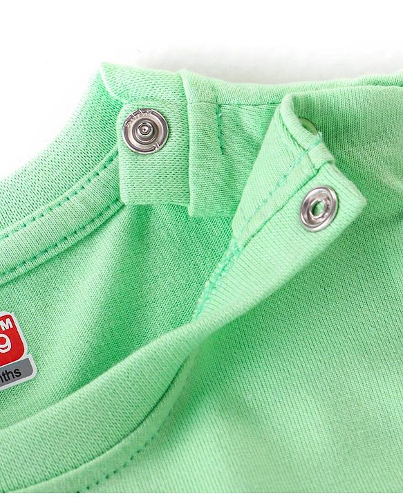 Babyhug Single Jersey Half Sleeves Night Suit with Bear & Star Print - Green