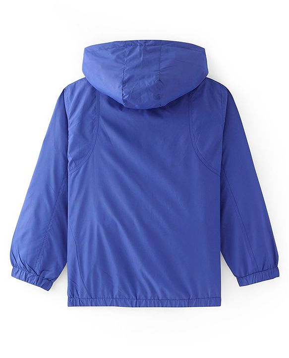 Pine Active Woven Athleisure Full Sleeves Solid Color Hooded Windbreaker Jacket - Blue