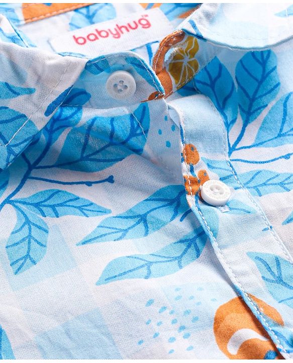 Babyhug Cotton Woven Half Sleeves Shirt with Orange Fruit Print - Multicolor