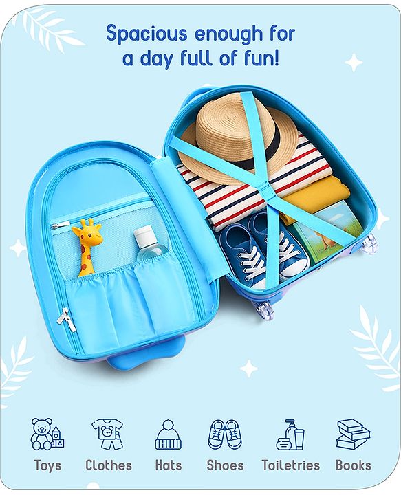 Babyhug Trolley Bag Tiger Print Blue -16 Inches