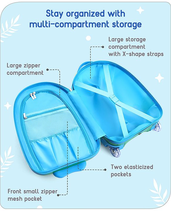 Babyhug Trolley Bag Tiger Print Blue -16 Inches