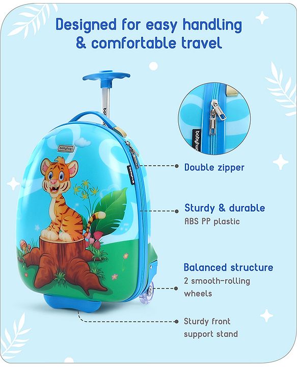 Babyhug Trolley Bag Tiger Print Blue -16 Inches