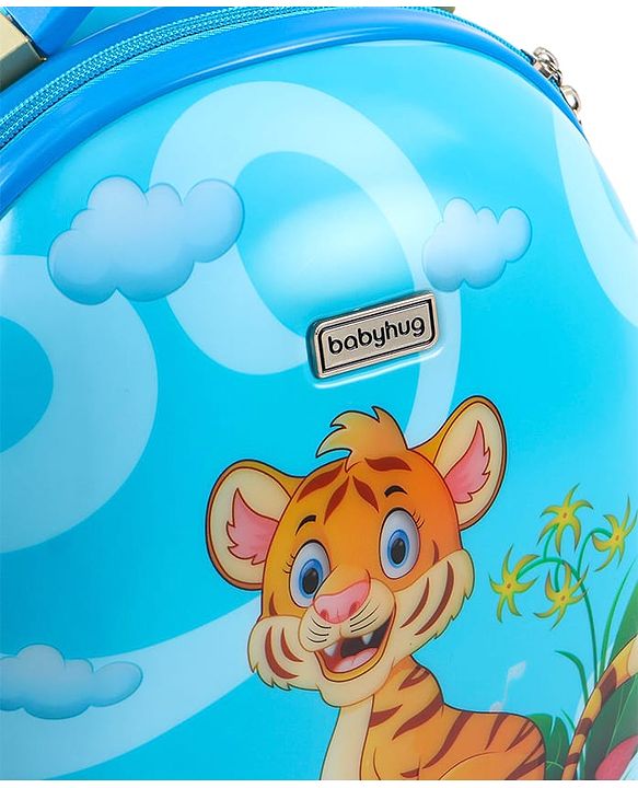 Babyhug Trolley Bag Tiger Print Blue -16 Inches