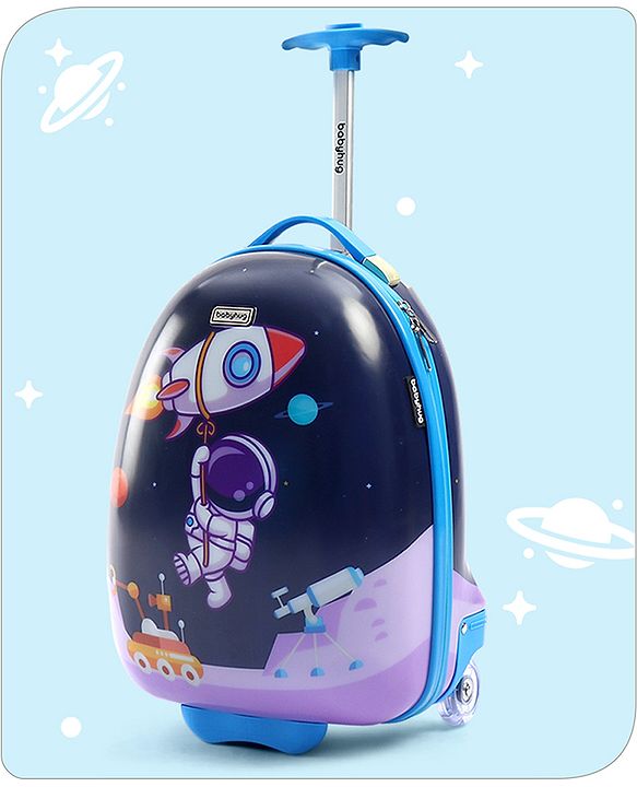 Babyhug Trolley Bag Space Theme Print Purple - 16 Inches
