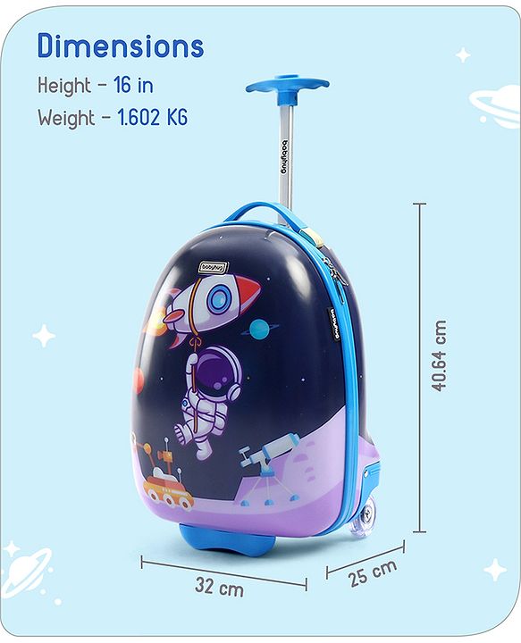 Babyhug Trolley Bag Space Theme Print Purple - 16 Inches