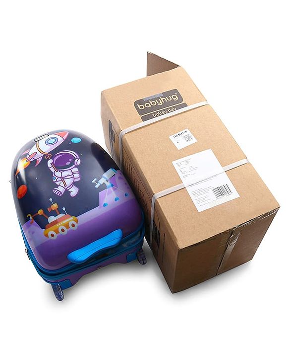 Babyhug Trolley Bag Space Theme Print Purple - 16 Inches