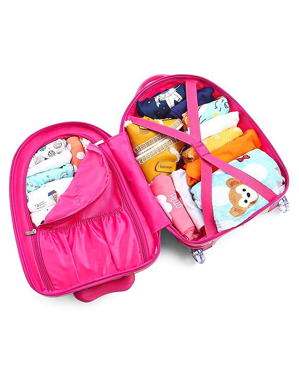 Babyhug Trolley Bag Owl Print Dark Pink  -16 Inches