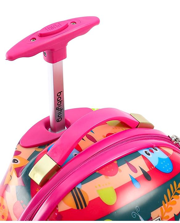 Babyhug Trolley Bag Owl Print Dark Pink  -16 Inches