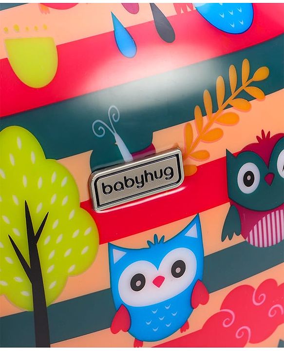 Babyhug Trolley Bag Owl Print Dark Pink  -16 Inches