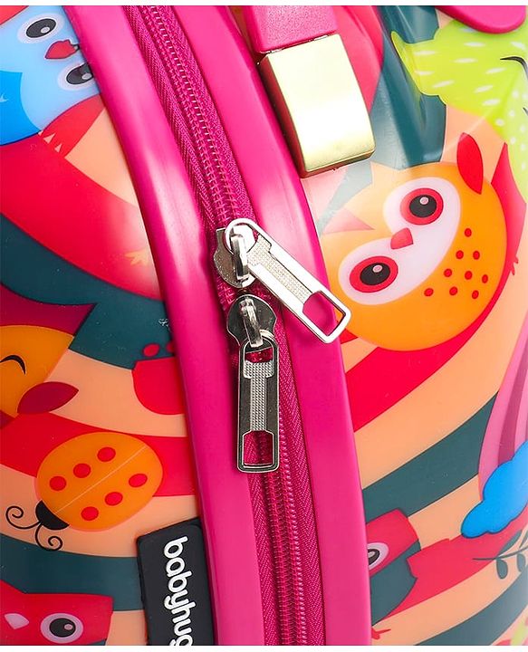 Babyhug Trolley Bag Owl Print Dark Pink  -16 Inches