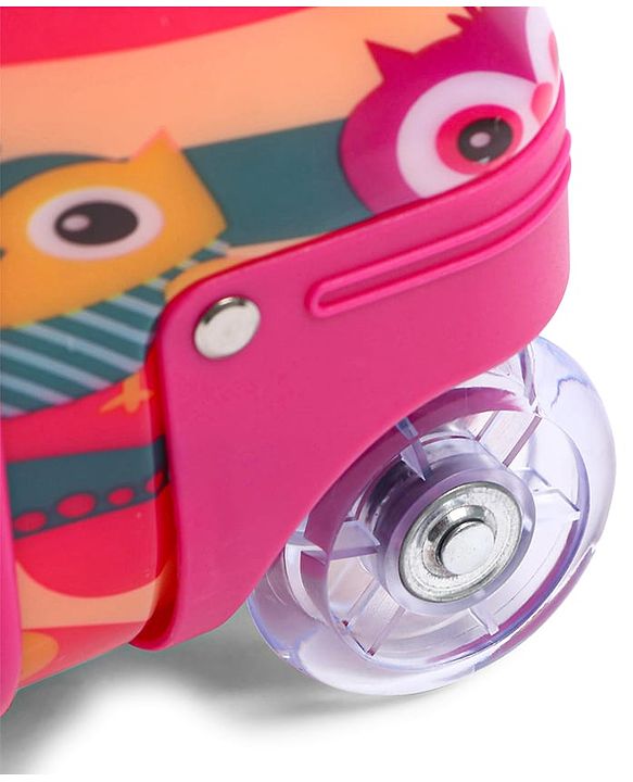 Babyhug Trolley Bag Owl Print Dark Pink  -16 Inches