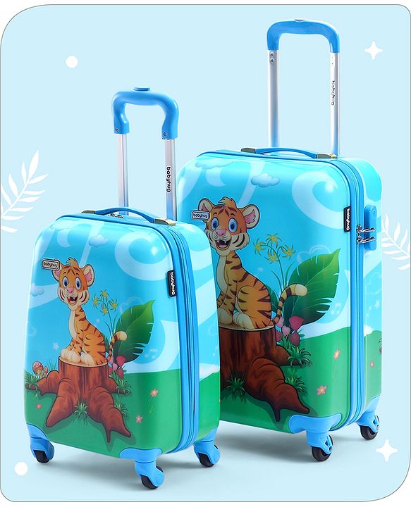 Babyhug Trolley Bag Tiger Print Pack of 2 Blue -18 & 20 Inches