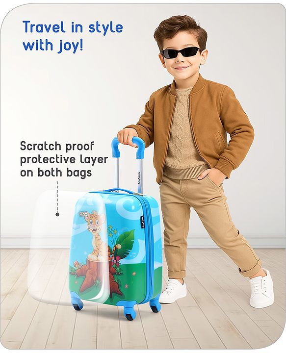 Babyhug Trolley Bag Tiger Print Pack of 2 Blue -18 & 20 Inches