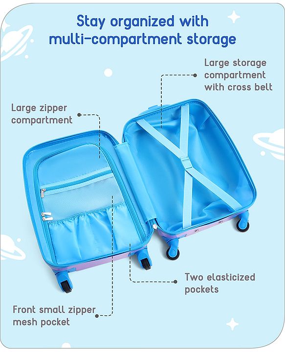 Babyhug Trolley Bag Space Theme Print Pack of 2 Purple -18 & 20 Inches