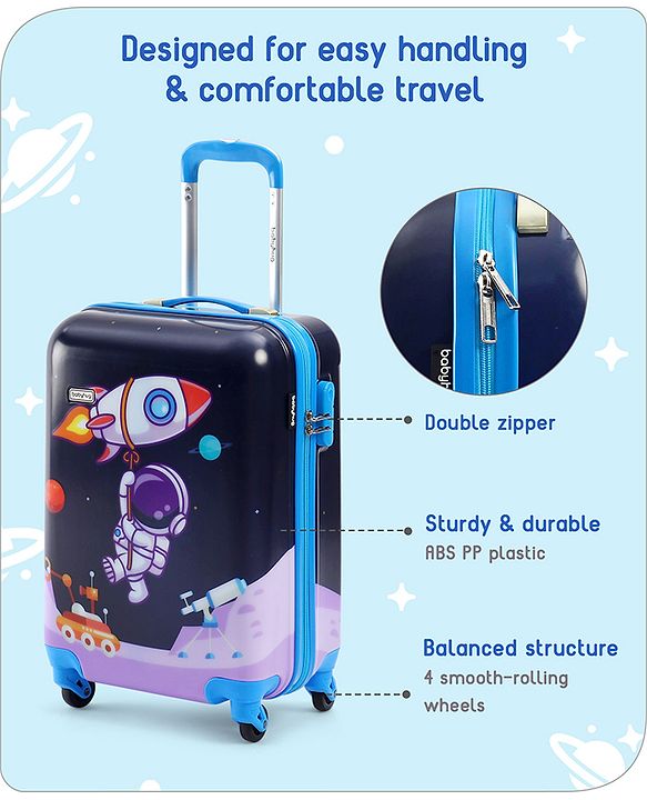 Babyhug Trolley Bag Space Theme Print Pack of 2 Purple -18 & 20 Inches