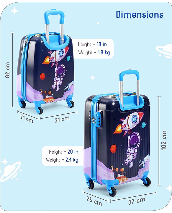 Babyhug Trolley Bag Space Theme Print Pack of 2 Purple -18 & 20 Inches